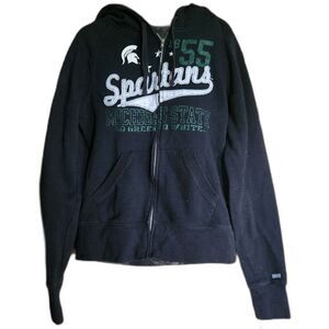 Michigan State Spartans Junior L Black Full Zip Hoodie Women’s Game Day MSU